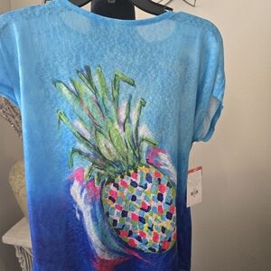 Vibrant Blue Pineapple Ladies Top